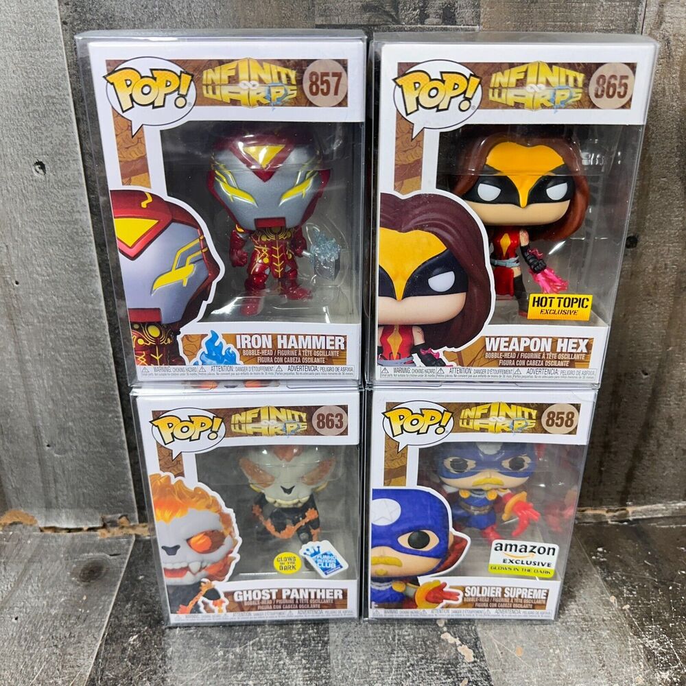 Funko Pop‎ Marvel Infinity Warps Lot Iron Hammer, Hex, Ghost Panther Soldier